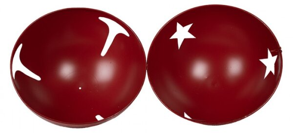Velká vánoční dekorace sada tří červených ozdob s motivem rolniček – 62/52/42 cm