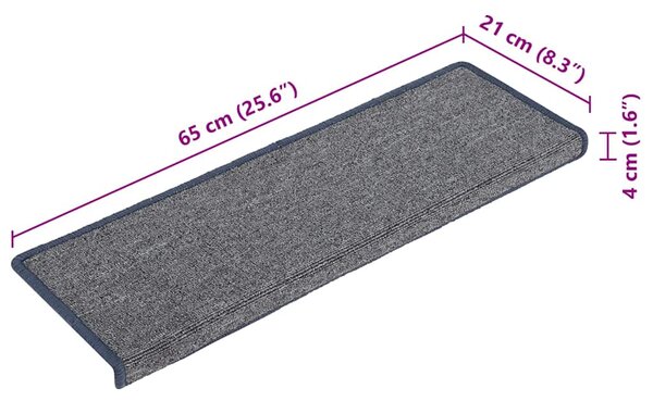 Schodové rohože 15 ks 65 x 21 x 4 cm světle šedé a modré s obdélníkovým okrajem 326200