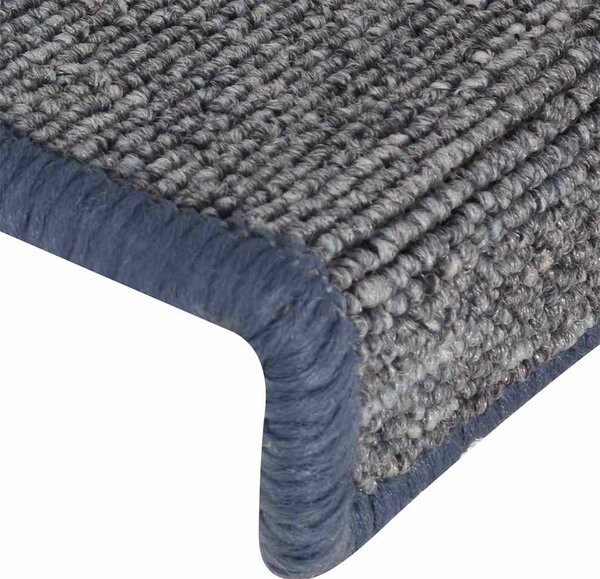 Schodové rohože 15 ks 65 x 21 x 4 cm světle šedé a modré s obdélníkovým okrajem 326200