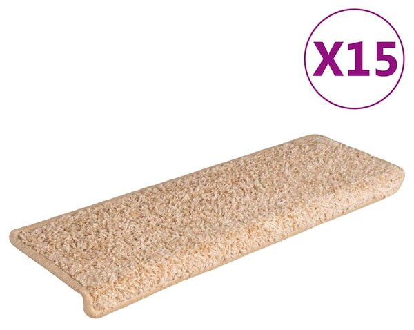 Schodové rohože 15 ks 65 x 21 x 4 cm zlaté obdélníkové okraje 326202