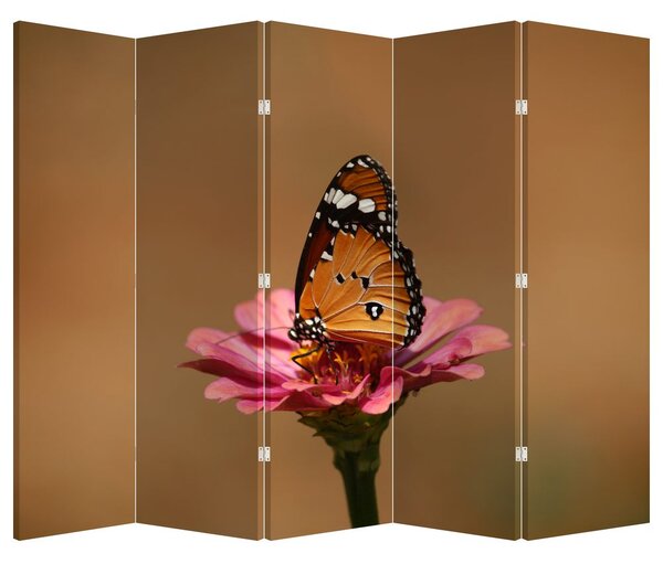 Paraván - Motýl na květině (210x170 cm)