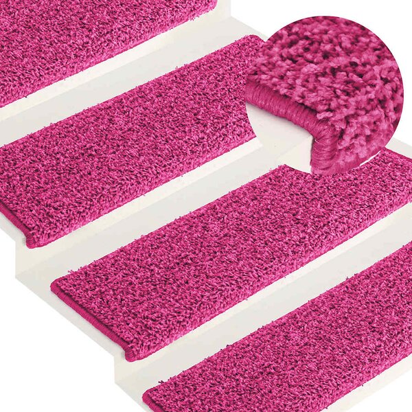 Schodové rohože 15 ks 65 x 21 x 4 cm růžové s obdélníkovým okrajem 326203