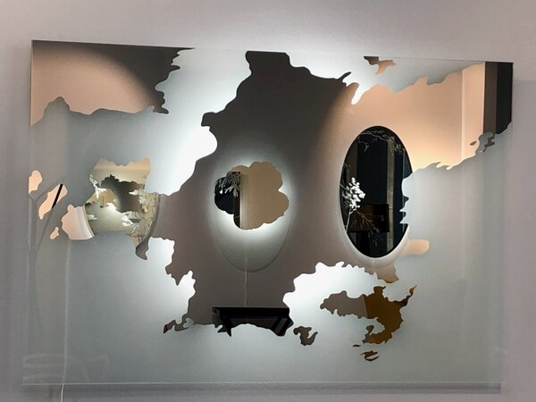 80 x 120 cm MRAKY I pískované zrcadlo, 80 x 120 cm podsvícení, autorské zrcadlo STOD001