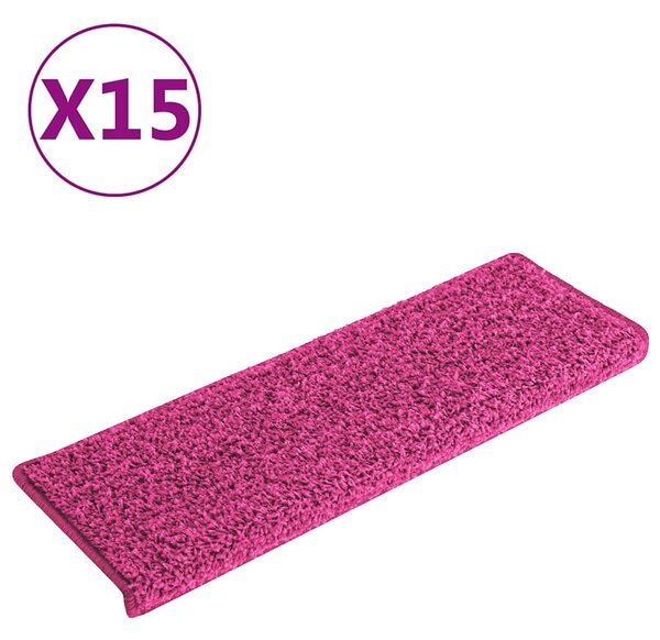 Schodové rohože 15 ks 65 x 21 x 4 cm růžové s obdélníkovým okrajem 326203
