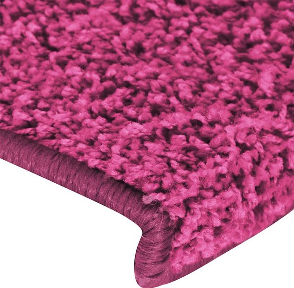 Schodové rohože 15 ks 65 x 21 x 4 cm růžové s obdélníkovým okrajem 326203