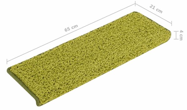 Schodové rohože 15 ks 65 x 21 x 4 cm zelené s obdélníkovým okrajem 326204