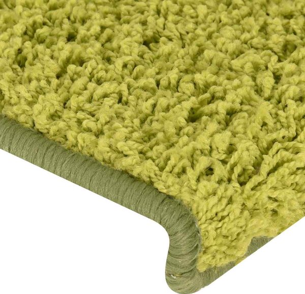 Schodové rohože 15 ks 65 x 21 x 4 cm zelené s obdélníkovým okrajem 326204
