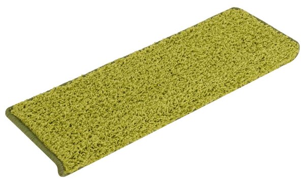 Schodové rohože 15 ks 65 x 21 x 4 cm zelené s obdélníkovým okrajem 326204