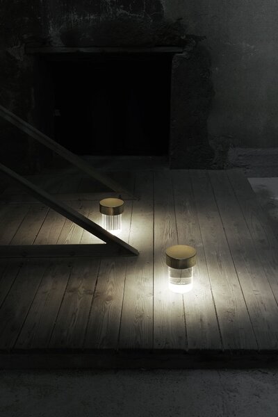 Flos F3694059 Last Order Fluted bateriová lampička leštěná mosaz, 2,5W LED 2700K stmívatelná, výška 14,2cm