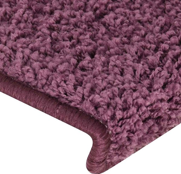 Schodové rohože 15 ks 65 x 21 x 4 cm tmavě fialové s obdélníkovým okrajem 326205