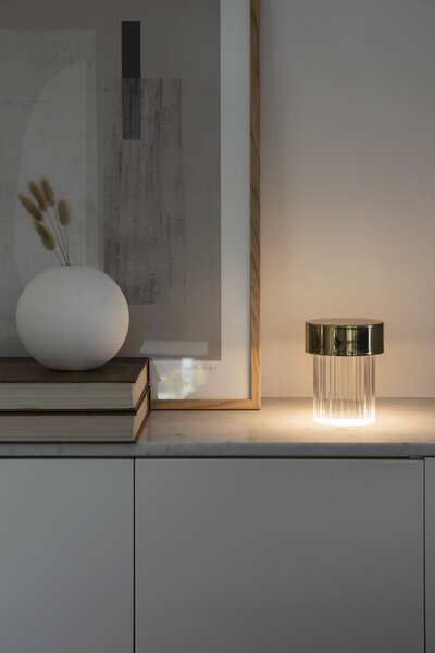 Flos F3694059 Last Order Fluted bateriová lampička leštěná mosaz, 2,5W LED 2700K stmívatelná, výška 14,2cm