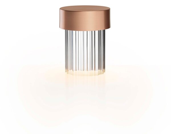 Flos F3694015 Last Order Fluted, bateriová lampička satinovaná měď, 2,5W LED 2700K stmívatelná, výška 14,2cm