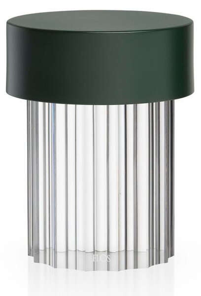 Flos F3694039 Last Order Fluted, bateriová lampička matná zelená, 2,5W LED 2700K stmívatelná, výška 14,2cm
