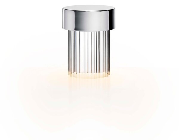 Flos F3694056 Last Order Fluted, bateriová lampička leštěná nerez, 2,5W LED 2700K stmívatelná, výška 14,2cm