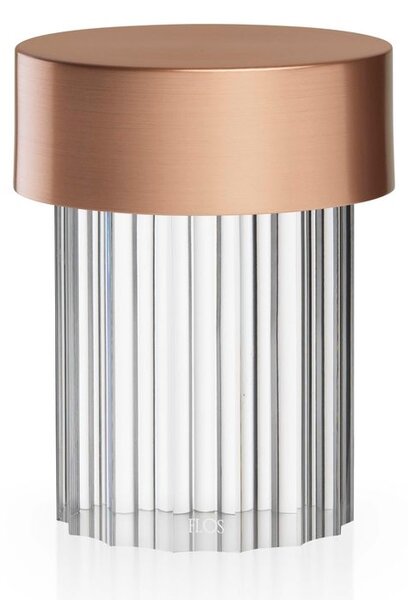 Flos F3694015 Last Order Fluted, bateriová lampička satinovaná měď, 2,5W LED 2700K stmívatelná, výška 14,2cm