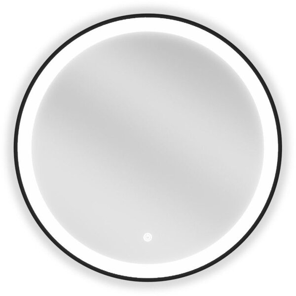 Mexen Esso kulaté koupelnové zrcadlo s podsvícením, 60 cm, LED 6000K, proti zamlžování, černý rám - 9825-060-060-611-70