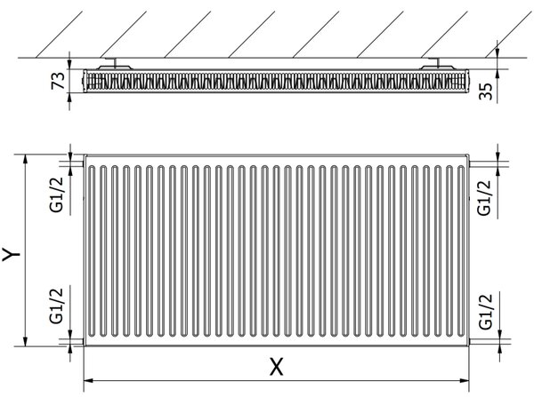 Mexen C21, panelový radiátor 500 x 1000 mm, boční připojení, 1108 W, antracitová, W421-050-100-66
