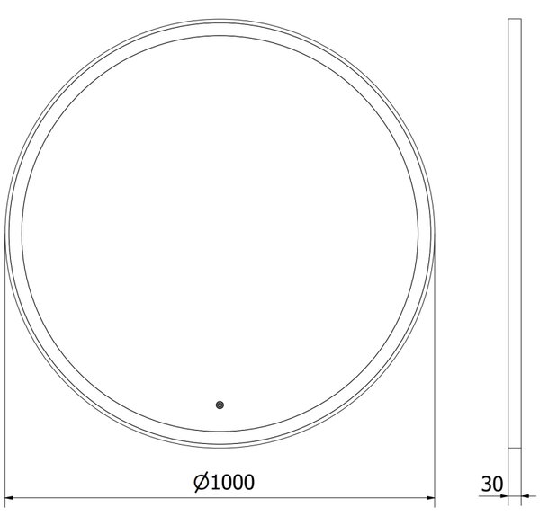 Mexen Esso osvětlované koupelnové zrcadlo, kulaté 100 cm, LED 6000K, anti-pára, černý rám - 9825-100-100-611-70