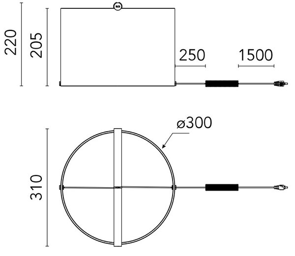 Flos F7543031 To-Tie T3, černá designová lampička se stmívačem, 10W 2700K, průměr 30cm, výška 22cm