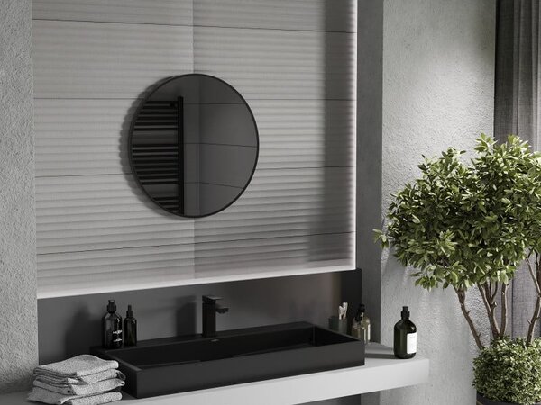 Mexen Loft kulaté koupelnové zrcadlo 60 cm, černý rám - 9850-060-060-000-70