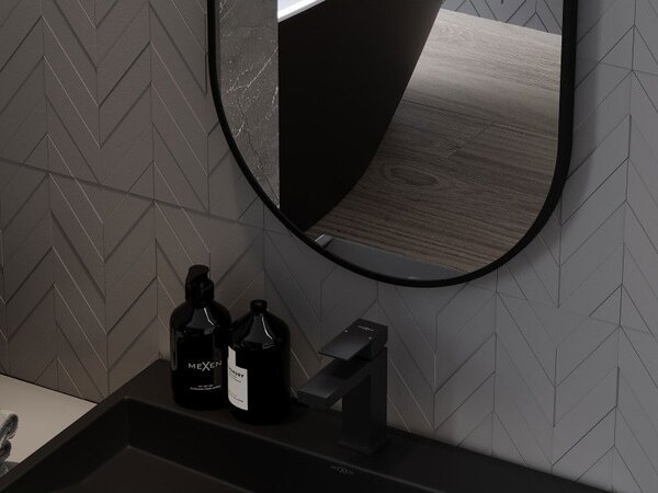 Mexen Loft zrcadlo koupelnové oválné 75 x 40 cm, černý rám - 9851-075-040-000-70