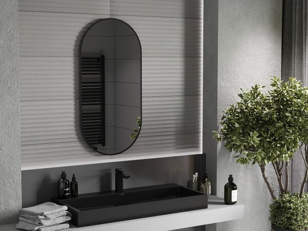 Mexen Loft koupelnové zrcadlo oválné 100 x 50 cm, černý rám - 9851-100-050-000-70