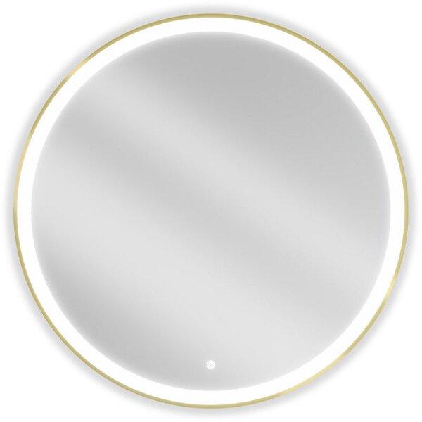 Mexen Esso koupelnové kulaté zrcadlo osvětlené, průměr 90 cm, LED 6000K, proti mlžení, zlatý rám - 9825-090-090-611-50