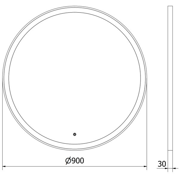 Mexen Esso koupelnové kulaté zrcadlo osvětlené, průměr 90 cm, LED 6000K, proti mlžení, zlatý rám - 9825-090-090-611-50