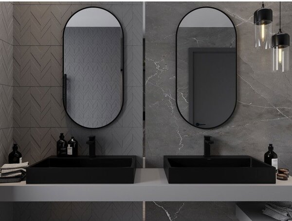 Mexen Loft koupelnové zrcadlo oválné 100 x 50 cm, černý rám - 9851-100-050-000-70