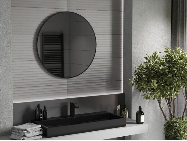 Mexen Loft kulaté zrcadlo do koupelny 80 cm, černý rám - 9850-080-080-000-70