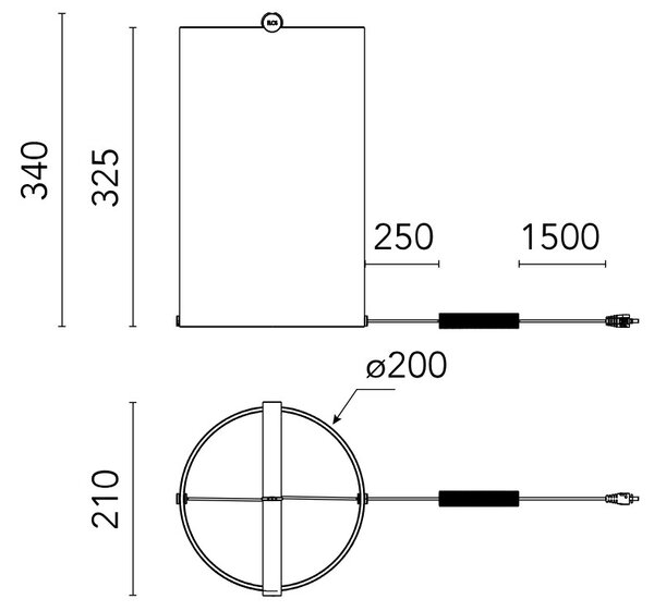 Flos F7542031 To-Tie T2, černá designová lampička se stmívačem, 7W 2700K, průměr 20cm, výška 34cm