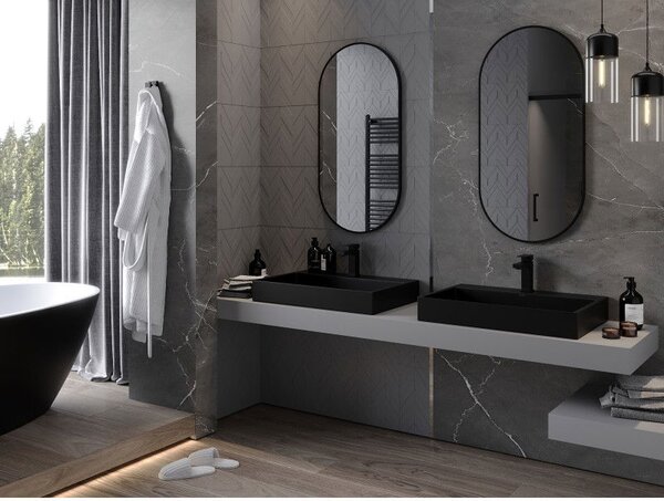 Mexen Loft koupelnové zrcadlo oválné 100 x 50 cm, černý rám - 9851-100-050-000-70