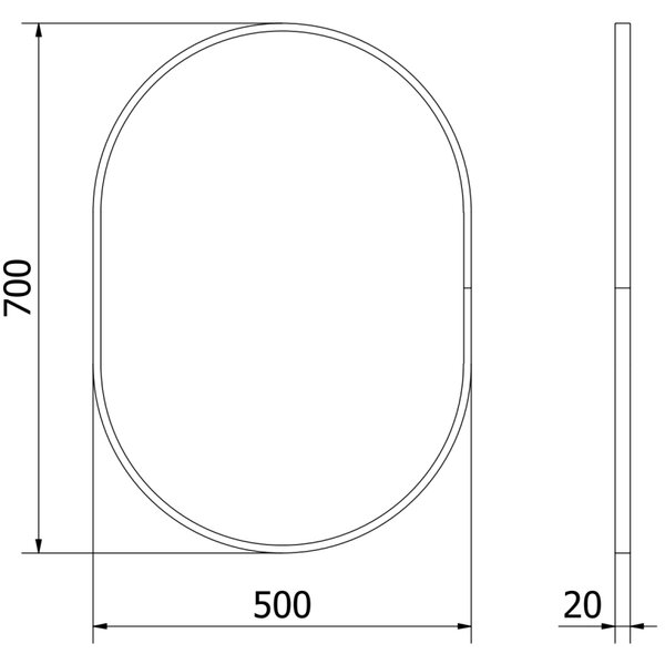 Mexen Loft oválné koupelnové zrcadlo 70 x 50 cm, černý rám - 9851-070-050-000-70