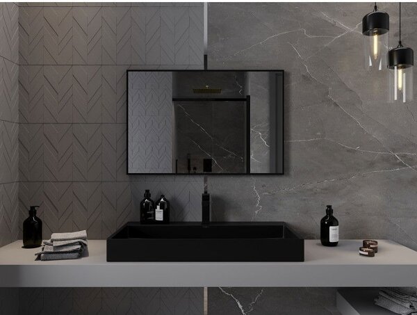 Mexen Loft zrcadlo koupelnové obdélníkové 90 x 60 cm, černý rám - 9852-090-060-000-70