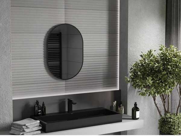 Mexen Loft oválné koupelnové zrcadlo 70 x 50 cm, černý rám - 9851-070-050-000-70