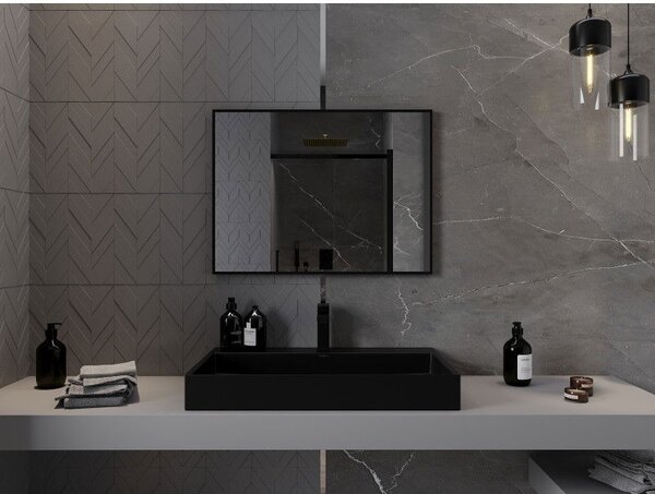 Mexen Loft koupelnové zrcadlo obdélníkové 80 x 60 cm, černý rám - 9852-080-060-000-70