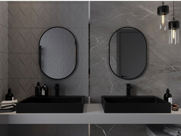 Mexen Loft oválné koupelnové zrcadlo 70 x 50 cm, černý rám - 9851-070-050-000-70