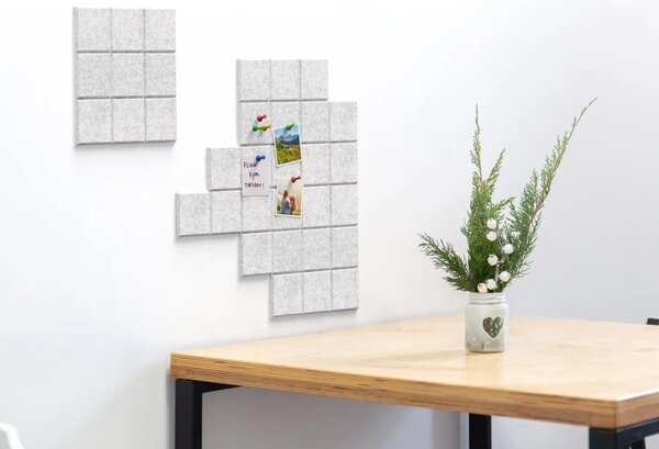 Filcové nástěnné panely 30×30 cm šedé – 6 ks, KPL6_FELT30x30GREY