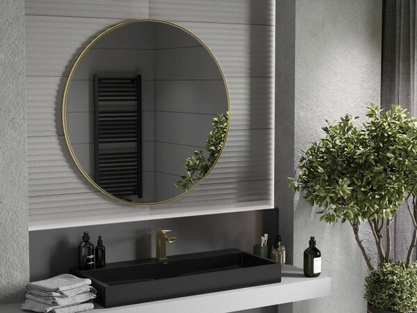 Mexen Loft kulaté koupelnové zrcadlo 100 cm, zlatý rám - 9850-100-100-000-50