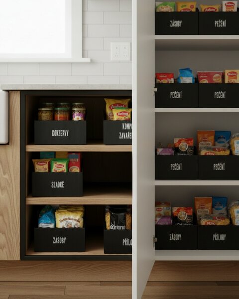 Usporadejto.cz Úložný box, plastový 15x50x16cm - do spíže i do skříně KARTONPLAST - ČERNÝ