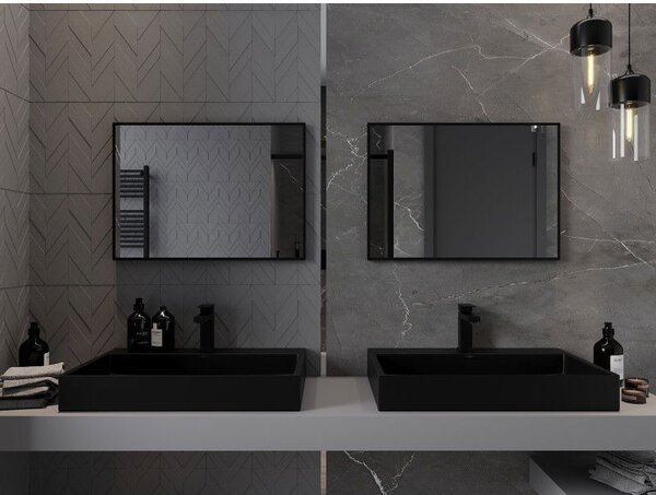 Mexen Loft koupelnové zrcadlo obdélníkové 70 x 50 cm, černý rám - 9852-070-050-000-70