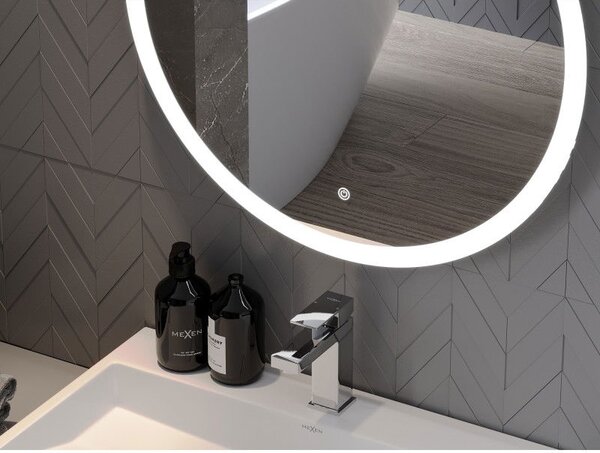 Mexen Oro osvětlené kulaté koupelnové zrcadlo, 70 cm, LED 6000K, antifog - 9824-070-070-611-00