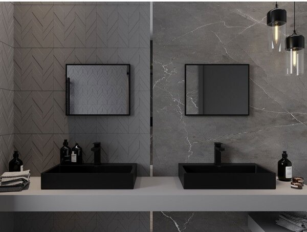 Mexen Loft obdélníkové koupelnové zrcadlo 50 x 40 cm, černý rám - 9852-050-040-000-70