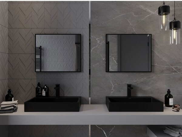 Mexen Loft obdélníkové koupelnové zrcadlo 60 x 50 cm, černý rám - 9852-060-050-000-70