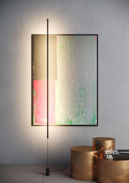 Redo 01-2284 Acrobat, černá minimalistická závěsná lampa LED 30W 3000K s nožním stmívačem, výška 155cm