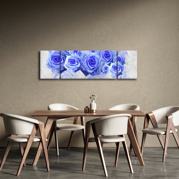 Obraz - Modré růže (170x50 cm)