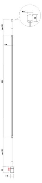 Redo 01-2284 Acrobat, černá minimalistická závěsná lampa LED 30W 3000K s nožním stmívačem, výška 155cm