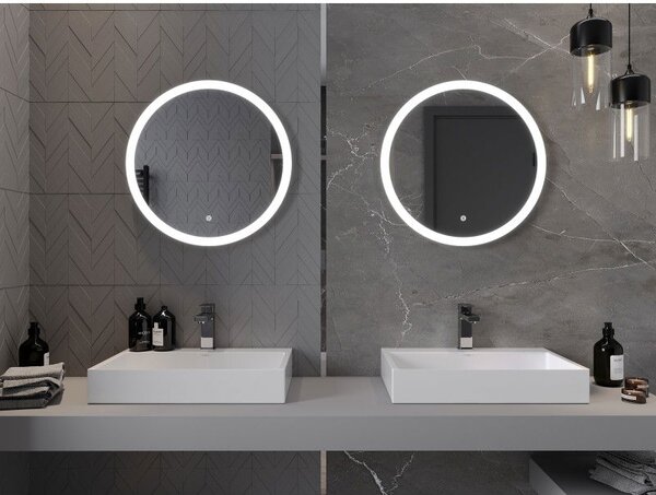 Mexen Oro zrcadlo koupelnové podsvícené, kulaté 60 cm, LED 6000K, odmlžovací - 9824-060-060-611-00