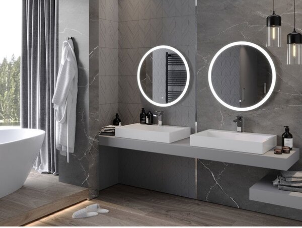 Mexen Oro osvětlené kulaté koupelnové zrcadlo, 70 cm, LED 6000K, antifog - 9824-070-070-611-00