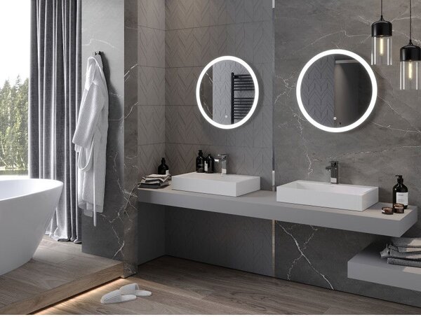 Mexen Oro zrcadlo koupelnové podsvícené, kulaté 60 cm, LED 6000K, odmlžovací - 9824-060-060-611-00